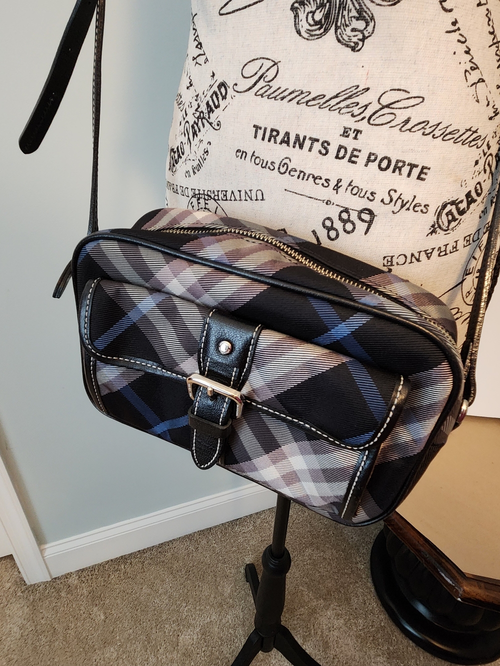 Burberry Blue Label Crossbody Camera Bag In Plaid